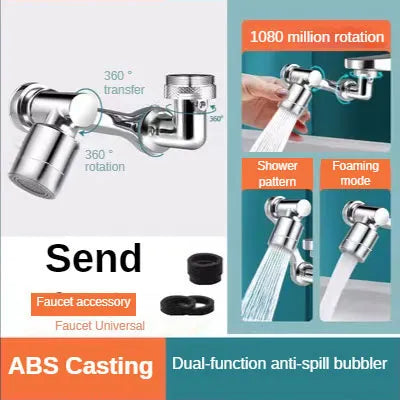 Rotating Dual-Mode Faucet Head – Splash-Proof & Easy Install