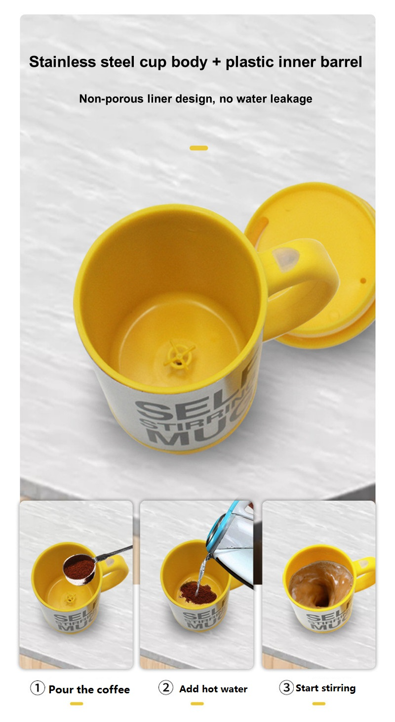 Self Stirring Coffee Mug with Magnetic Stirrer – Stainless Steel, Effortless Mixing