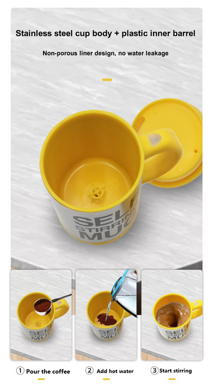 Self Stirring Coffee Mug with Magnetic Stirrer – Stainless Steel, Effortless Mixing