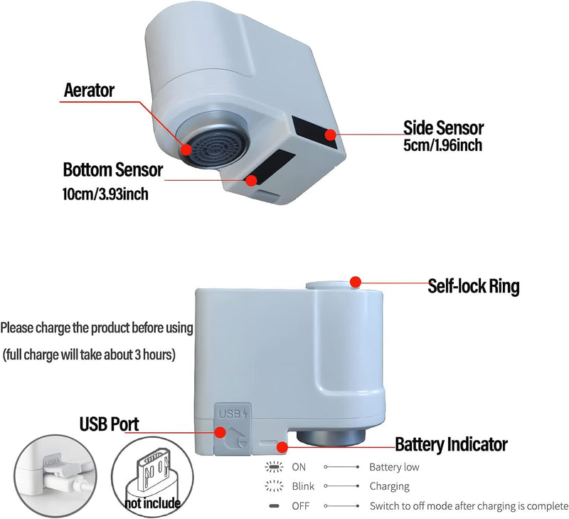 Smart Touchless Faucet Sensor – Water-Saving Auto Tap Adapter – MustiZone