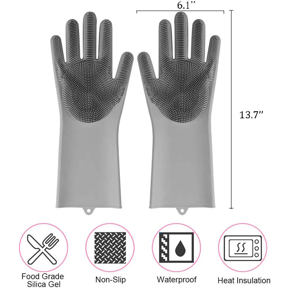 Multi-Purpose Silicone Cleaning Gloves | Dish & Pet Care