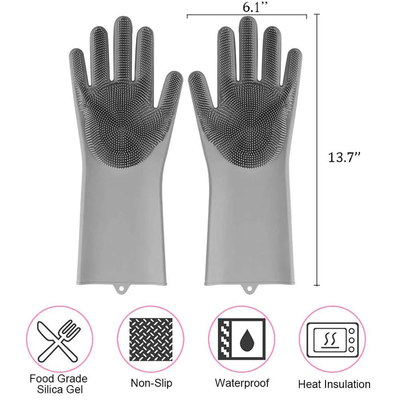 Multi-Purpose Silicone Cleaning Gloves | Dish & Pet Care