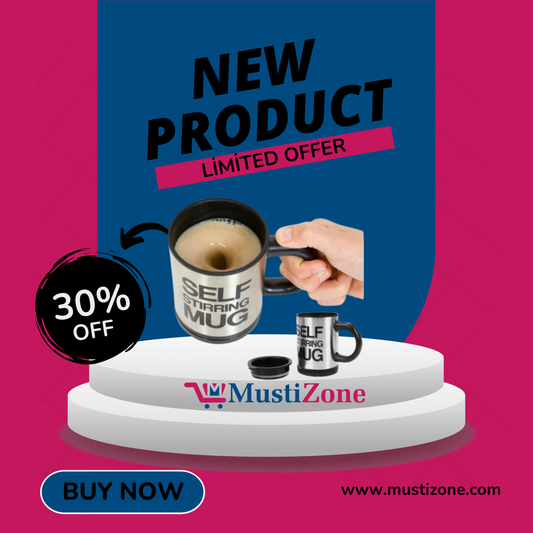 Self Stirring Coffee Mug with Magnetic Stirrer – Stainless Steel, Effortless Mixing